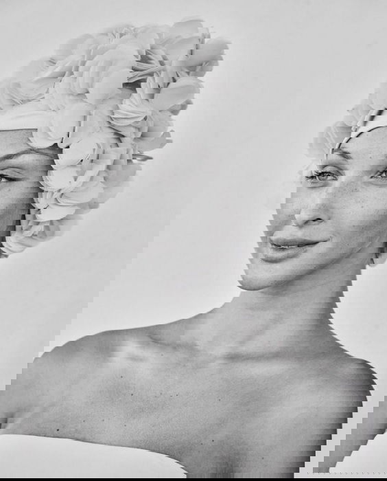 portrait of a woman in floral swimming cap