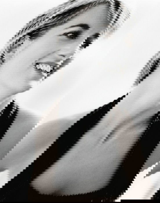 Black and white portrait of Princess Diana