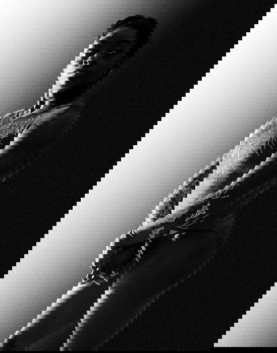 Black and White portrait of Simone Biles